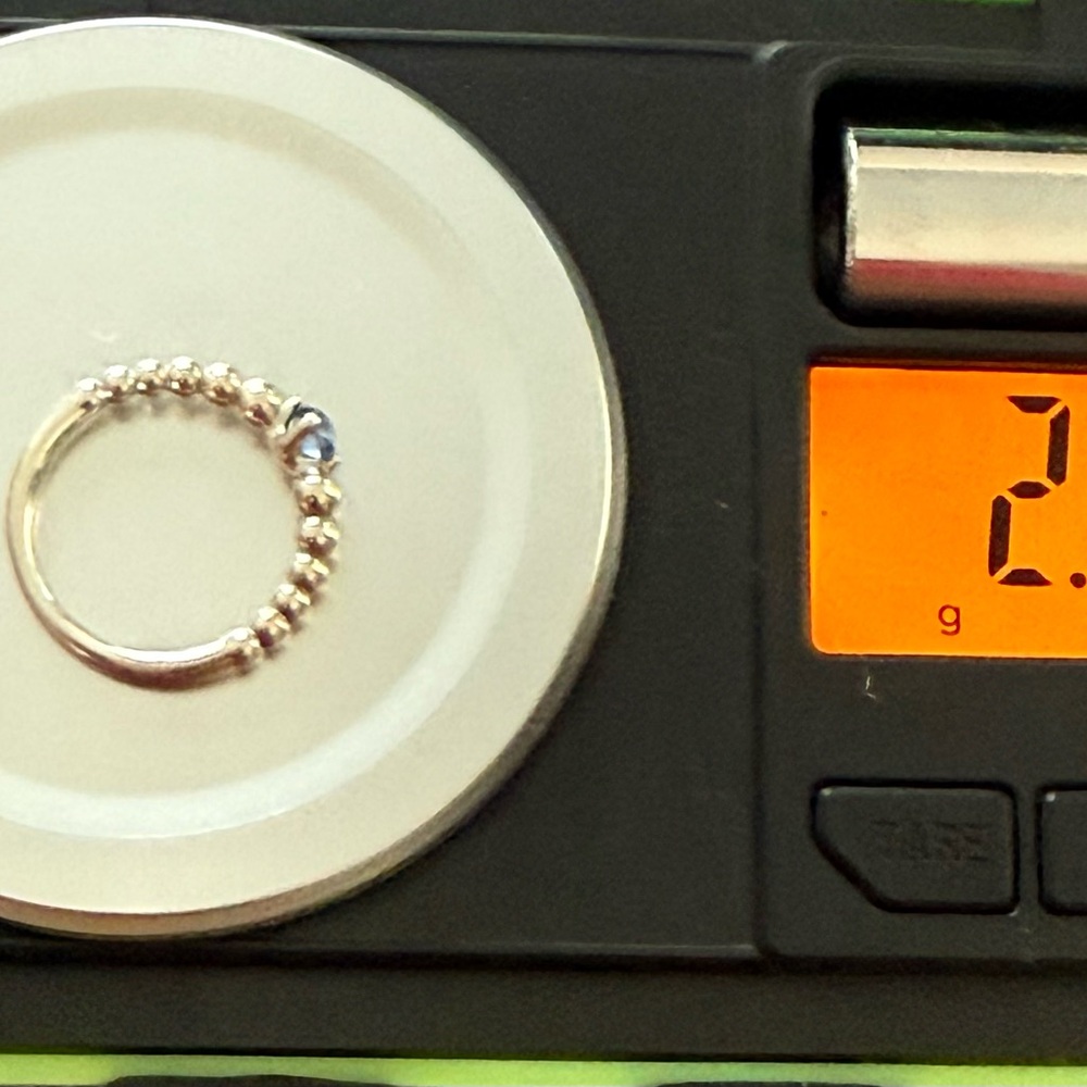 Silver Beaded Ring With Blue Stone - image 3